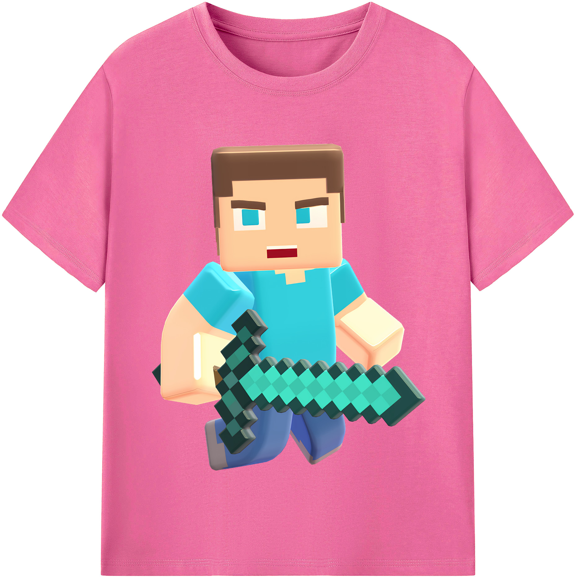 （画像用） マインクラフト ブロックの世界 Minecraft MC Block world レディースカジュアルプリントTシャツ（綿100％）